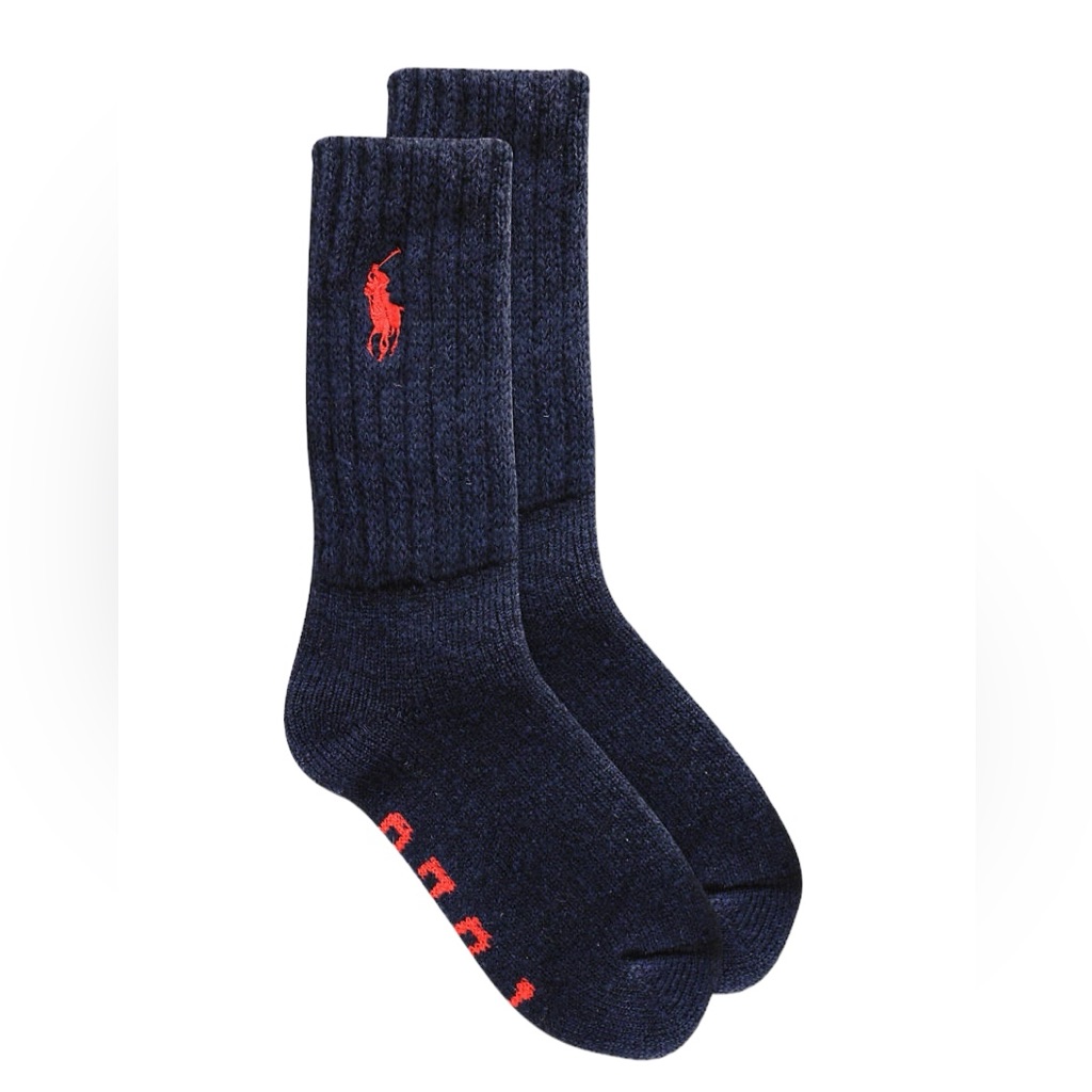 Polo Ralph Lauren Men’s Navy Lounge Slipper Socks With Non-Slip Sole Size: 10-13
